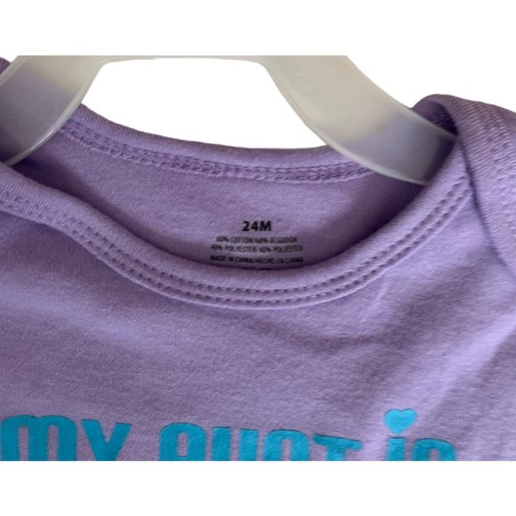 1 Piece Bodysuit Purple Baby Infant Size 24 months My Aunt is Single & Fun Snap - Picture 2 of 3